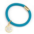 Turquoise Lamb Leather White Medical Gold Charm Bracelet